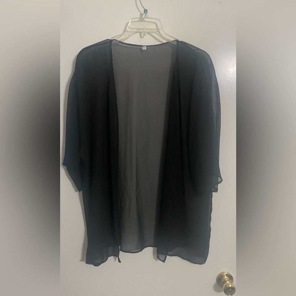 Chic Black Sheer Women's Kimono Cardigan